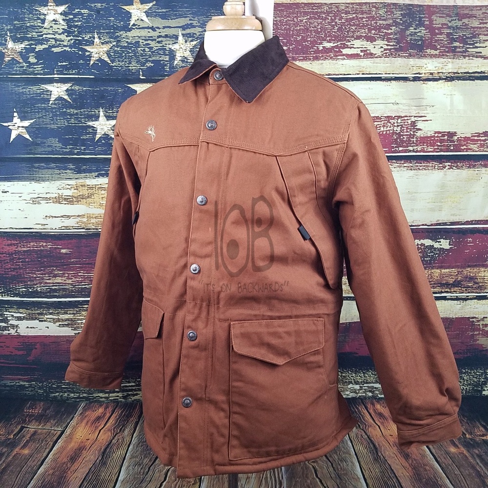 WYOMING TRADERS MENS RANCH CANVAS FLEECE LINED COWBOY WESTERN COAT - CINNAMON